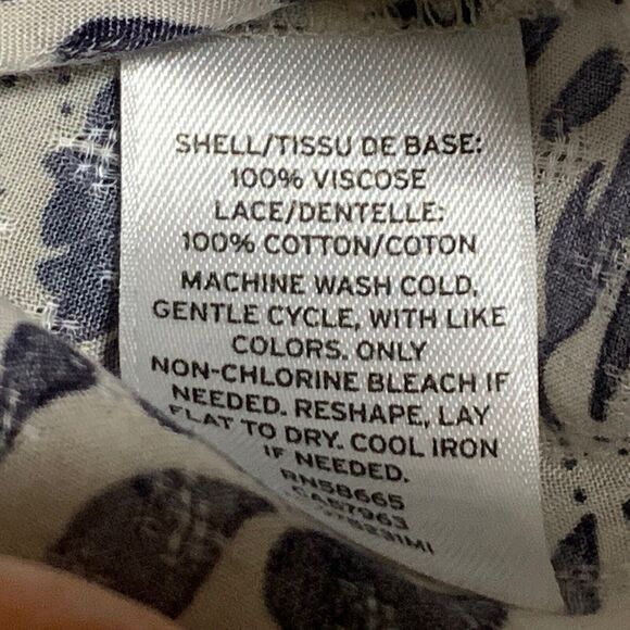 Hinge Airy Top Viscose Floral Women S Long Sleeve Pullover Notch V Neckline - Picture 8 of 13